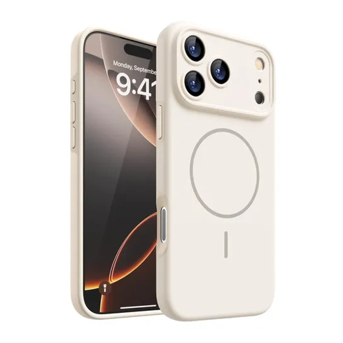 Magnetický kryt pre iPhone 17 Pro s ochranou fotoaparátu [matná jednofarebná] - mliečno biela