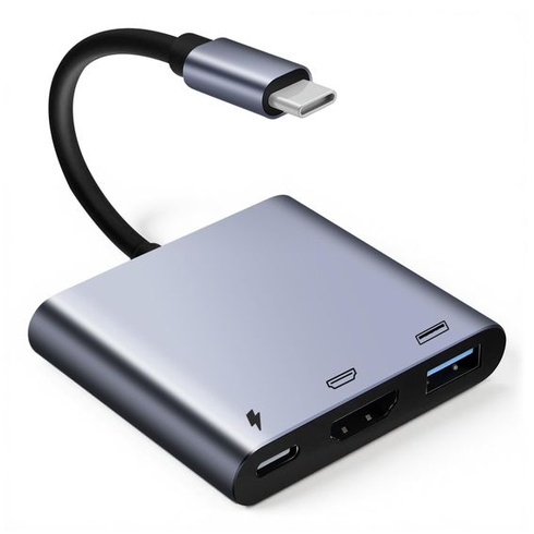 [Certifikace Apple MFi] Víceportový USB-C adaptér s HDTV 4K UHD, 3-v-1 USB-C Hub s USB 3.0 a 100W