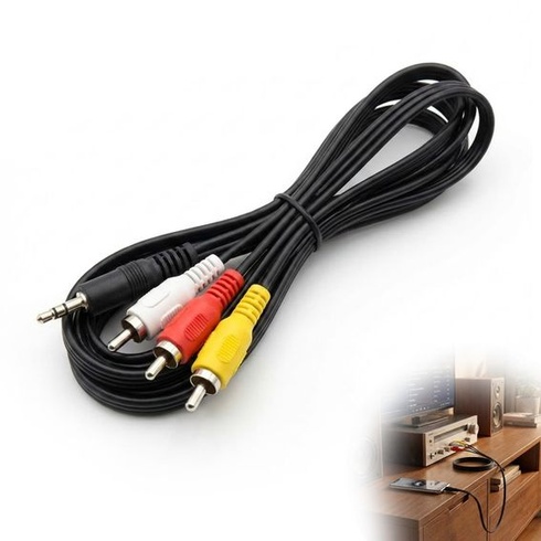 3m AV kabel s 3,5mm jack konektorem na 3x RCA samice, kabel 3,5mm na 3x RCA, stabilní přenos,