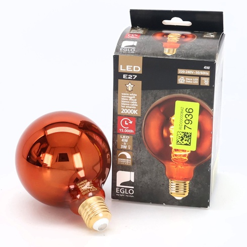 EGLO LED E27 stmívatelná, kulovitá spirálová žárovka, vintage lampa měděné barvy s retro designem,