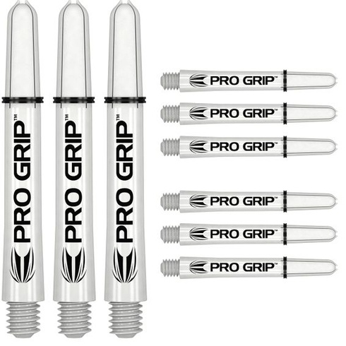 Šípky Target Darts 3 sady Pro Grip Spin - 9 kusov, celkovo biele, stredné - 48 mm