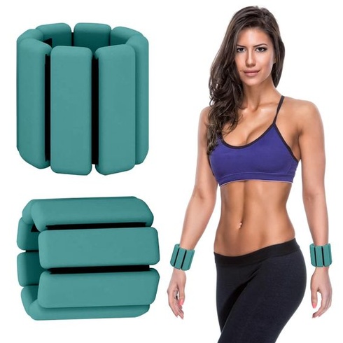 Závažia na zápästie a členky, Nastaviteľná záťaž na zápästie, Sada 2 kusov (0,45 kg) Silikónové
