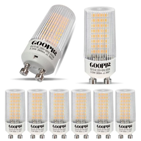 LED žárovky GU10 Corn 3,5W teplá bílá 3000K nahrazují 50W žárovky, balení 6 kusů, 385lm, bez