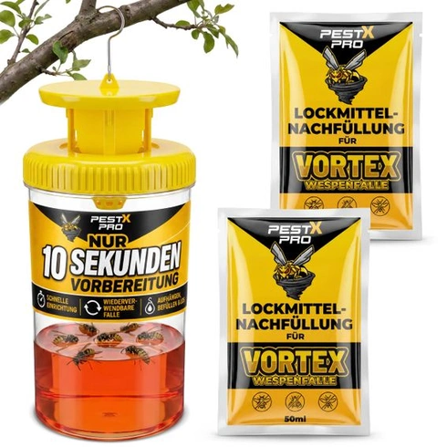 Pasca na osy Vortex, opakovane použiteľná, s 2 vrecúškami s atraktantom