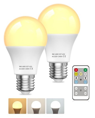 LED žiarovka E27 s diaľkovým ovládaním, 9W LED žiarovka ekvivalentná 60W, stmievateľná žiarovka E27,