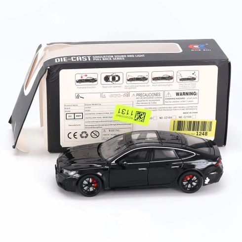 Imtfzct 1/24 Supercar RS7 Black Warrior Model Car, zvukové a světelné autíčko s funkcí natahování,