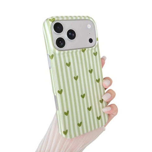Púzdro na telefón pre iPhone 17 Pro Max, roztomilý pruhovaný a srdiečkový vzor, ​​mäkké TPU, tenké