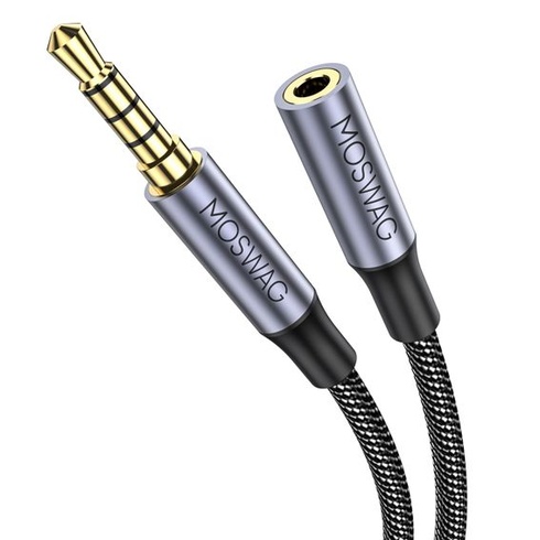 MOSWAG 4-pólový predlžovací audio kábel TRRS 3,5mm jack AUX stereo 1m 3,28 stopy čierny