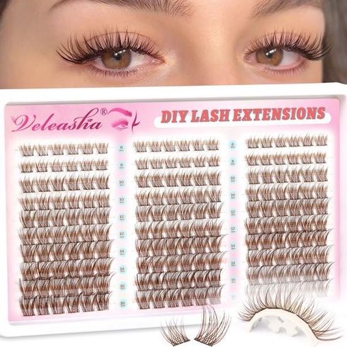 Veleasha Wimpern Extensions Hnedé riasy Manga riasy (Pure-B) PureBrown