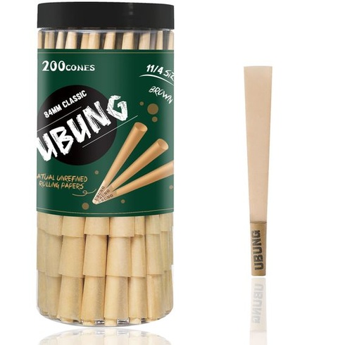 UBUNG Hnedé kornúty 200 ks, veľkosť 1 1/4 Predrolované kornúty, 84 mm Rolovacie papieriky s hrotmi