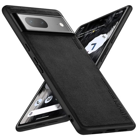 Puzdro X-level pre Google Pixel 7, zadná strana z Alcantary, čierna