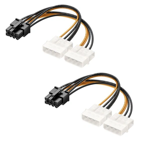 Cable Matters 2 ks 8pinových napájacích káblov PCIe na Molex, 2x Molex, 10 cm