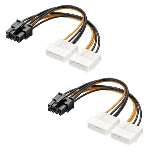 Cable Matters 2 ks 8pinových napájecích kabelů PCIe na Molex, 2x Molex, 10 cm