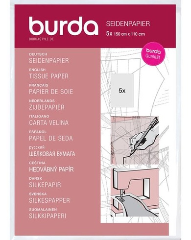 Burda Style Papierový obrúsok | Šijací papier | Polopriehľadný na obťahovanie | 5 listov 110 x 150 cm -