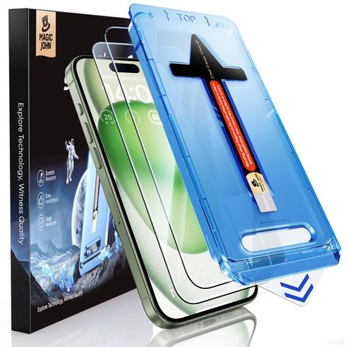Ochranné tvrzené sklo MAGIC JOHN pro iPhone 15 Plus/16 Plus (6,7 palce), automatické odstranění