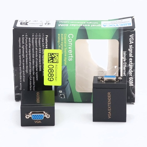 RIIEYOCA 2-Pack VGA prodlužovací adaptér, VGA na RJ45 přes ethernetový kabel Cat5e/Cat6 Převod