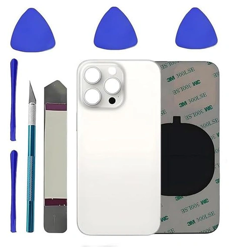 Výměna zadního skla LiXiongBao pro iPhone 15 Pro s nástroji pro opravu, bílá