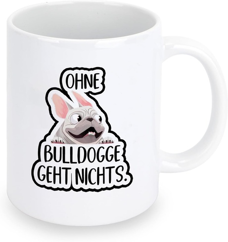 Keramický hrnček Hroanc buldog, biely