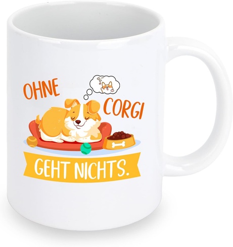 Hrnček Hroanc biely s potlačou corgi
