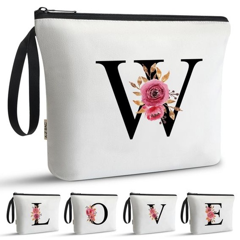 Personalizovaná kozmetická taštička A-Z Bag - Darčeky k narodeninám žien, biela-biela