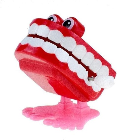 Naťahovacie zuby, cvakajúca novinka, naťahovacie zuby s očami a nožičkami, na narodeniny, Halloween,