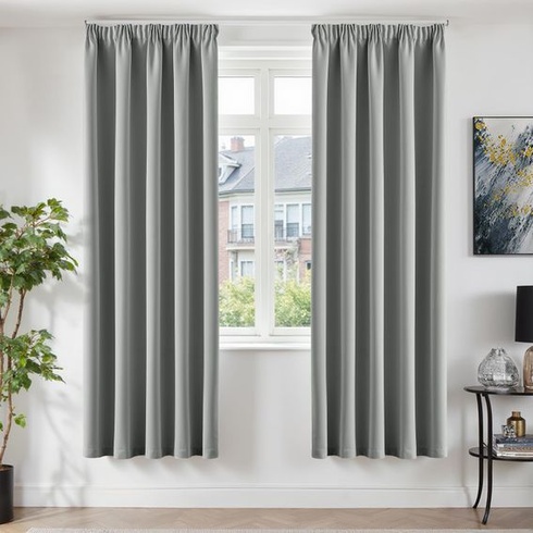 TOPICK Zatemňovací závěsy, sada 2 kusů, V 220 x Š 140, světle šedá, světle šedá, V 220 x Š 140 cm