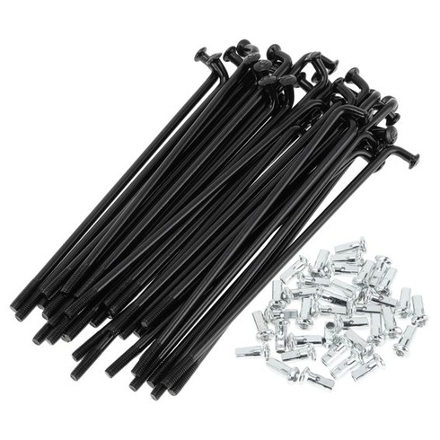 36dílná sada niplů na drátky jízdního kola, černá, 12G, 90 mm