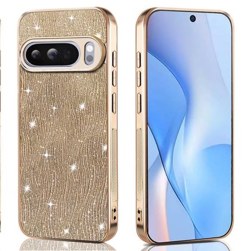 Ochranný kryt pre Google Pixel 10 PRO XL, nárazuvzdorný kryt s trblietavým dizajnom vodných vĺn,