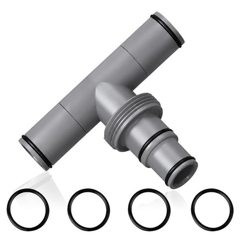 T-kus pre hadicové spojky Ø38/32 mm, spojka bazénovej hadice 38 mm na 32 mm - tvar T s tesniacimi