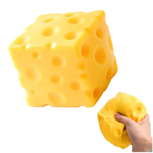 Senzorická mačkacia hračka Cheese Scake, stresová loptička 7 cm TPR