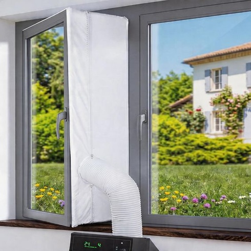 Těsnění okna pro mobilní klimatizace, těsnění okna pro klimatizaci 300 cm, dvojitý zip pro výklopná