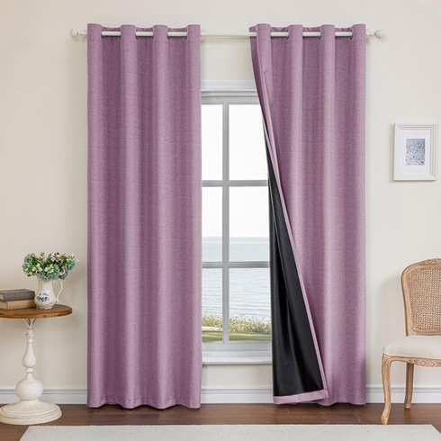 Ystyle 100% nepriehľadné závesy s očkami, imitácia ľanu, 2 kusy, 140x200 cm, zatemňovací ľanový termálny