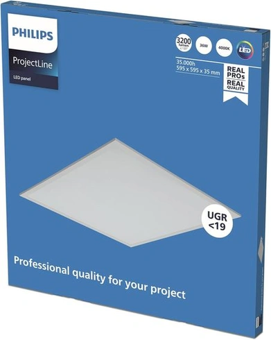 LED panel Philips ProjectLine, 60x60cm, 3200lm, 4000K, vhodný pro počítačové pracovní stanice,