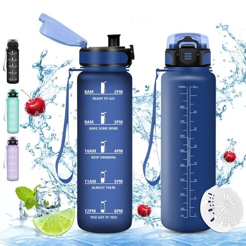Fľaša na vodu Vikaster Sport, 500ml/1000ml/1500ml, bez BPA, nepriepustná, vhodná pre sýtené nápoje,