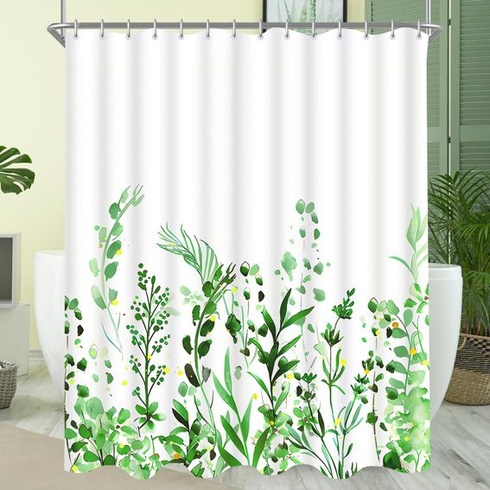 Sprchový záves Lerores 100x200 cm s kvetinovým vzorom, závažím lemovaný, protiplesňový textil,