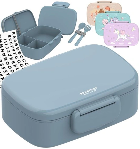 Detský obedový box BEARFOOT s priehradkami, nepriepustný box (modrý)
