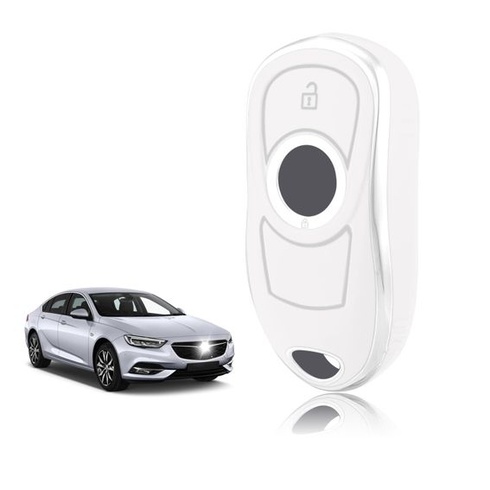 Pouzdro na klíče pro Opel Vauxhall Astra K, Insignia B, Corsa Adam, bílá, stříbrná, 2 tlačítka