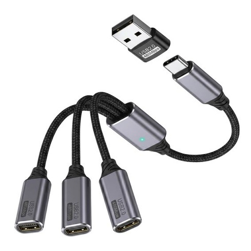 HENGBIRD USB C rozbočovač 1 až 3 výstupy, rozbočovač USB-C, predlžovací kábel typu C samec na 3