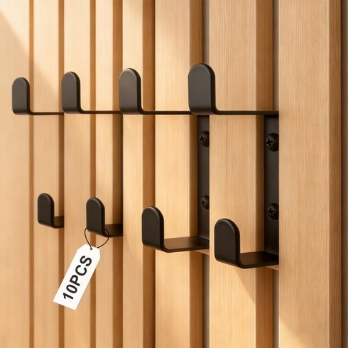 10 háčikov na akustické panely, 13mm háčiky na kabáty pre akustické panely, čierne háčiky na kabáty,