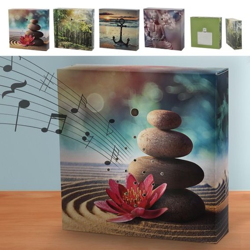 Soundbox 4 kusy s pohybovým senzorem | 12x12x3,5 cm karton/plast | Meditační zvuky, vlny, zpěv