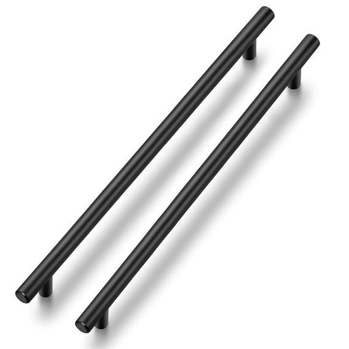 Úchytky Ravinte s 5 kusy černé barvy pro kuchyňské skříňky ve tvaru T, 256 mm, střed s 5 otvory: