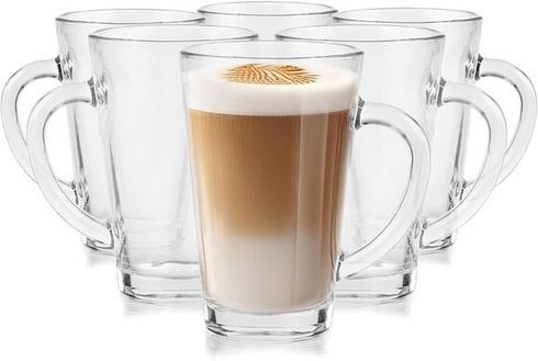 Glasmark KROSNO 1992 Sada sklenic na kávu, čaj, sklenice s uchem, 6 kusů, 300 ml, káva, čaj, latte,