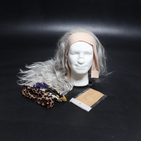 Parochňa Sapphirewigs s vlnitou čelenkou, šedá syntetická dlhá vlnitá parochňa pre ženy, bez lepidla,