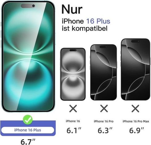 NOVINKA: 3 x ochranné fólie na displej pro iPhone 16 Plus (6,7 palce) a 3 x ochranné fólie na