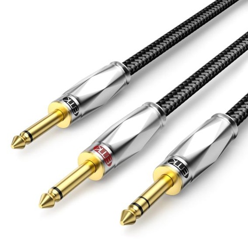 EMK 6,35 mm TRS stereo-kabel s dvojitým 6,35 mm TS mono zásuvným kabelem, Y-rozbočovač, 1 m, 1 metr