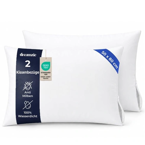 Dreamzie - Obliečka na vankúš odolná proti roztočom 50x80cm - Sada 2 kusov - Poťah proti roztočom 50