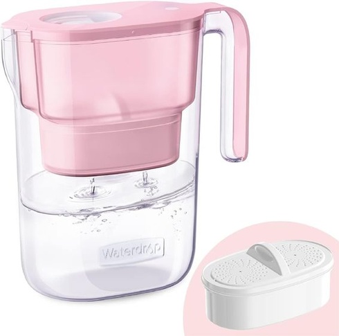Džbán s filtrem na vodu Waterdrop PT-05P Elfin, 2,5 l, certifikace NSF, růžový chytrý indikátor 3