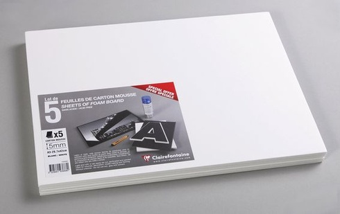 Clairefontaine 193668C 5 listov penovej lepenky A3 5 mm biela A3 (29,7x42 cm) 5 mm