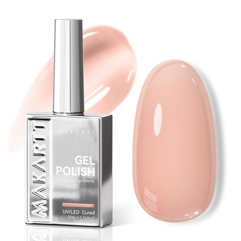 UV gélový lak na nechty Makartt Nude 15ml, 1 vrstva s plným krytím, HEMA Free Jelly, svetlo nude