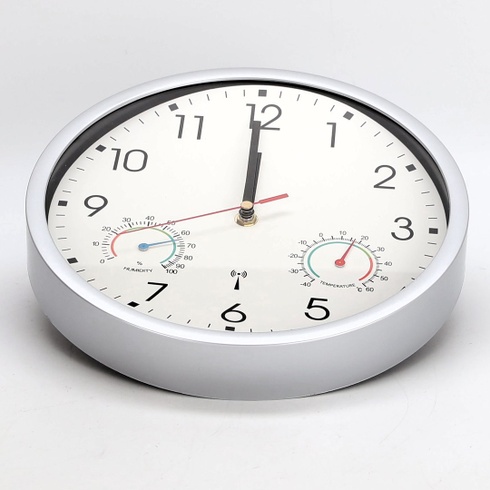 Nástenné hodiny s rádiovým ovládaním, tiché, 25 cm, biele